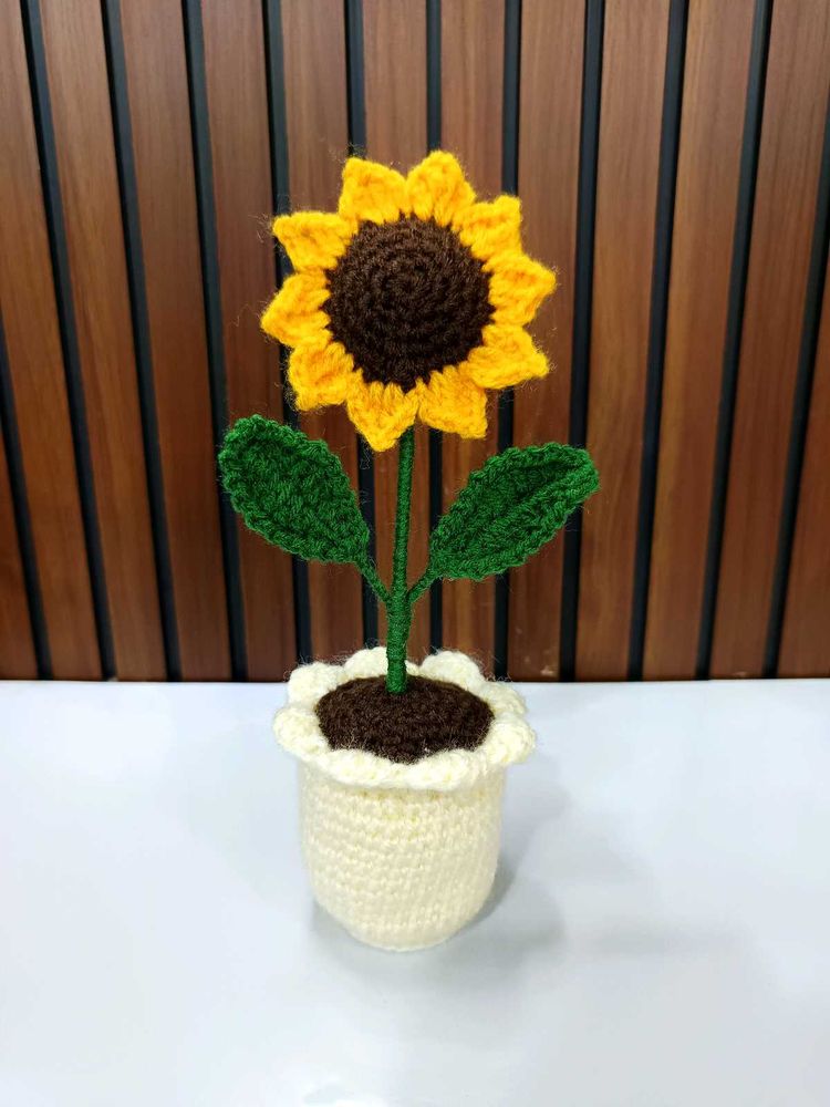 Handmade Crocheted Sunflower Pot