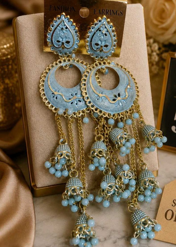 Stunning Blue Jhumka Earrings