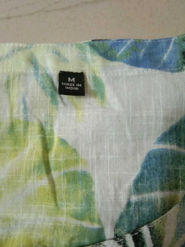 Vibrant Leaf Print Kurta