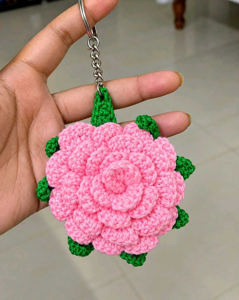 Handmade Crochet Flower Keychain