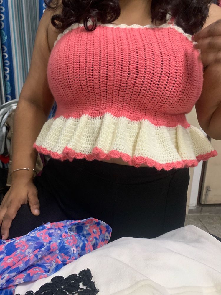 Crochet Halter Neck Crop Top
