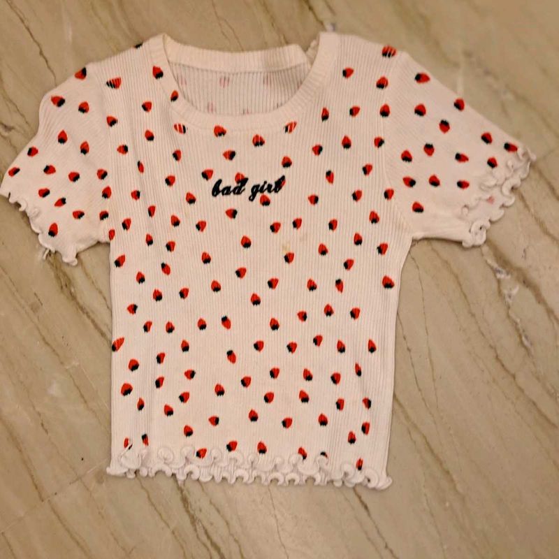 Cute Strawberry Print Top