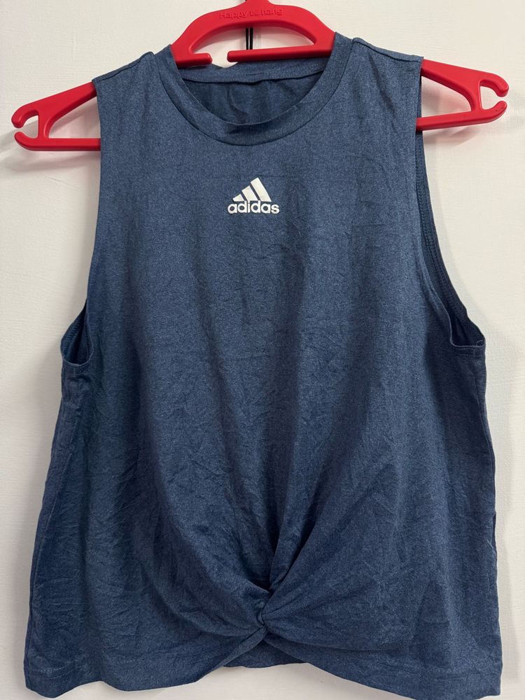 Adidas Women's Blue Twist Front Tank Top