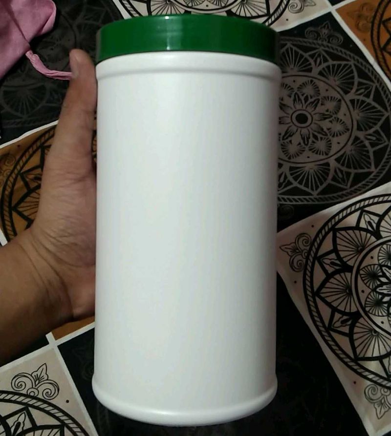 Empty White Kitchen plastic box with Green Lid