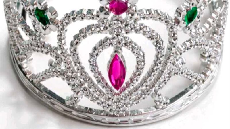 Sparkling Tiara with Pink and Green Jewels