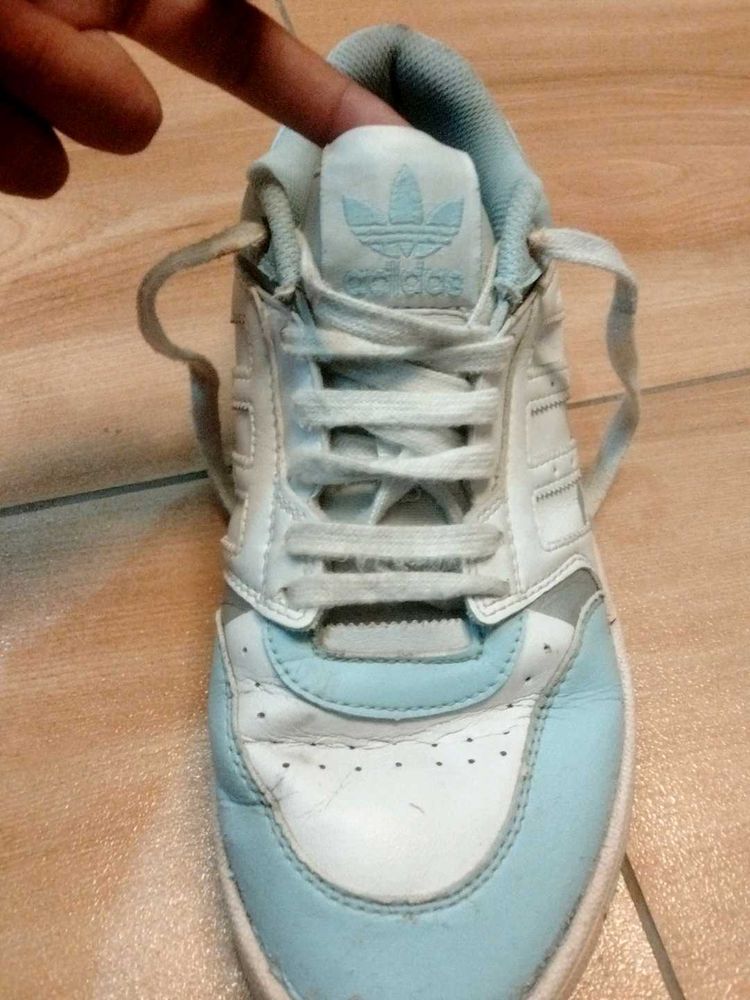Adidas White &amp; Blue Sneakers