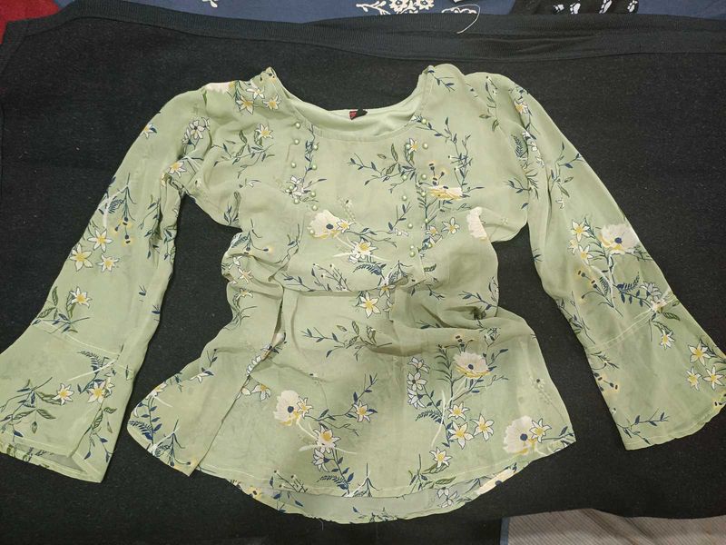Chic Floral Bell Sleeve Top