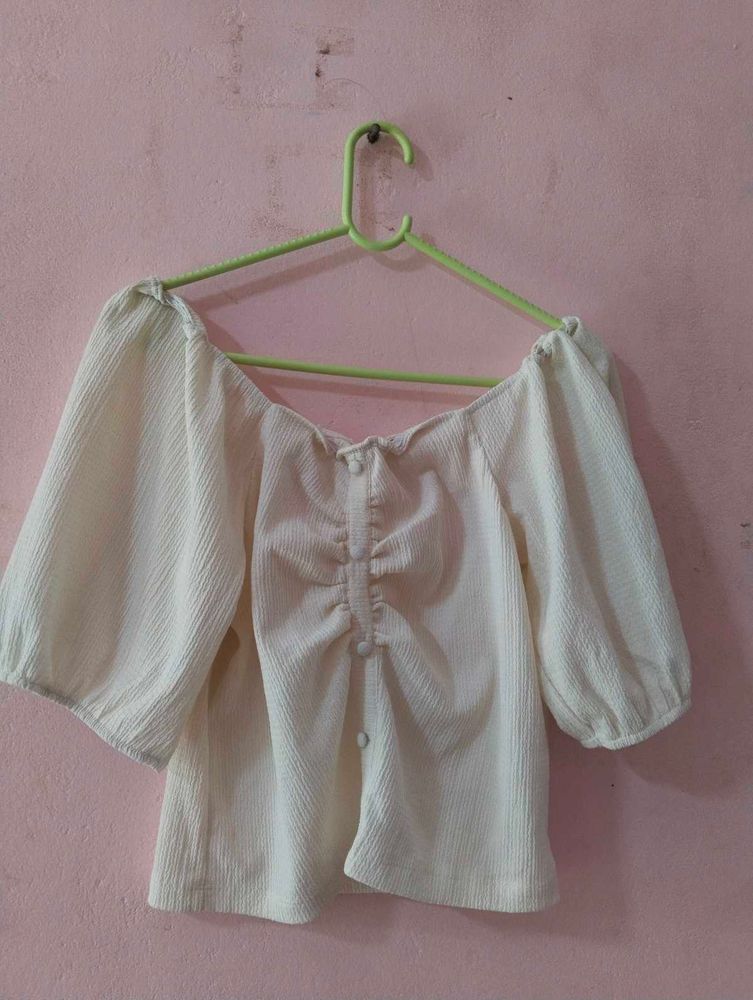 Cute White Puff Sleeve Top