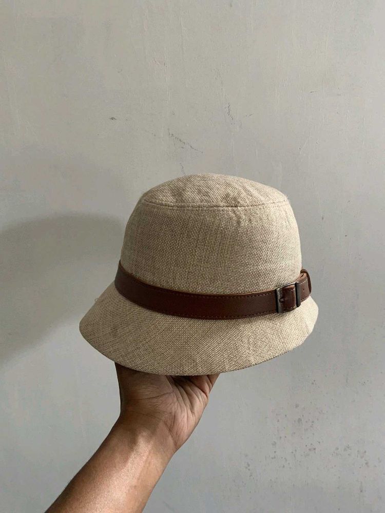 Vintage Retro Fade Rusty Belt Leather Bucket Hat