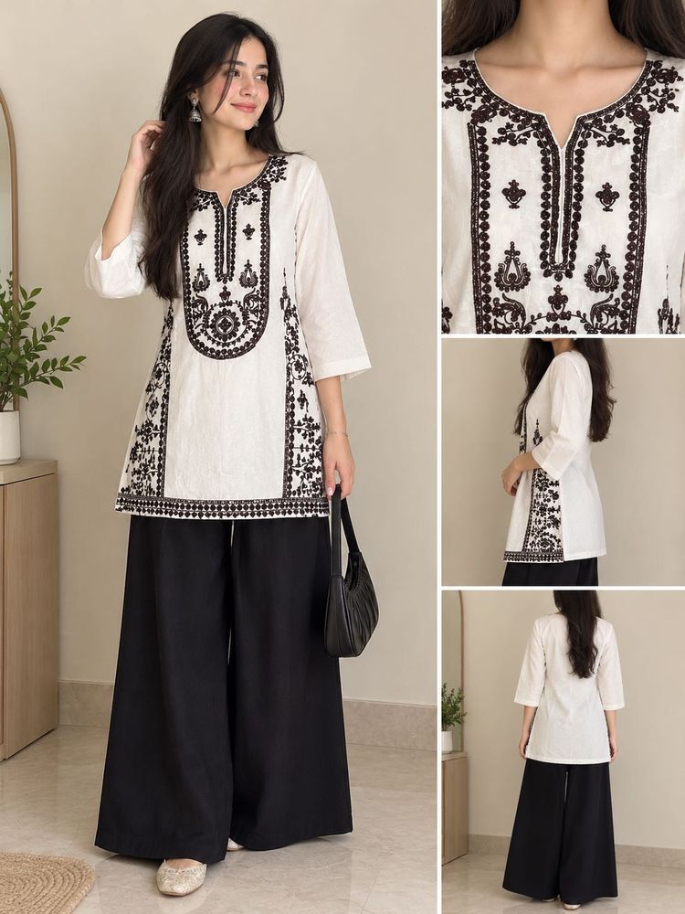 Pakistani Embroidered White Kurta