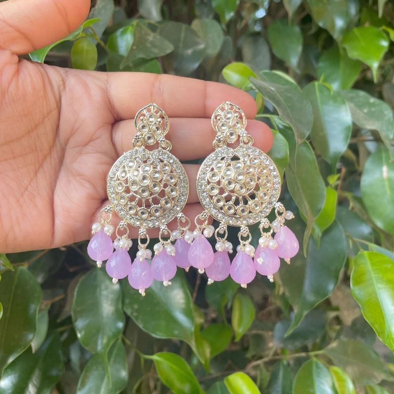 Lavender Beaded Drop Earrings