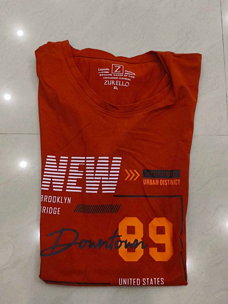 men rust colour tshirt