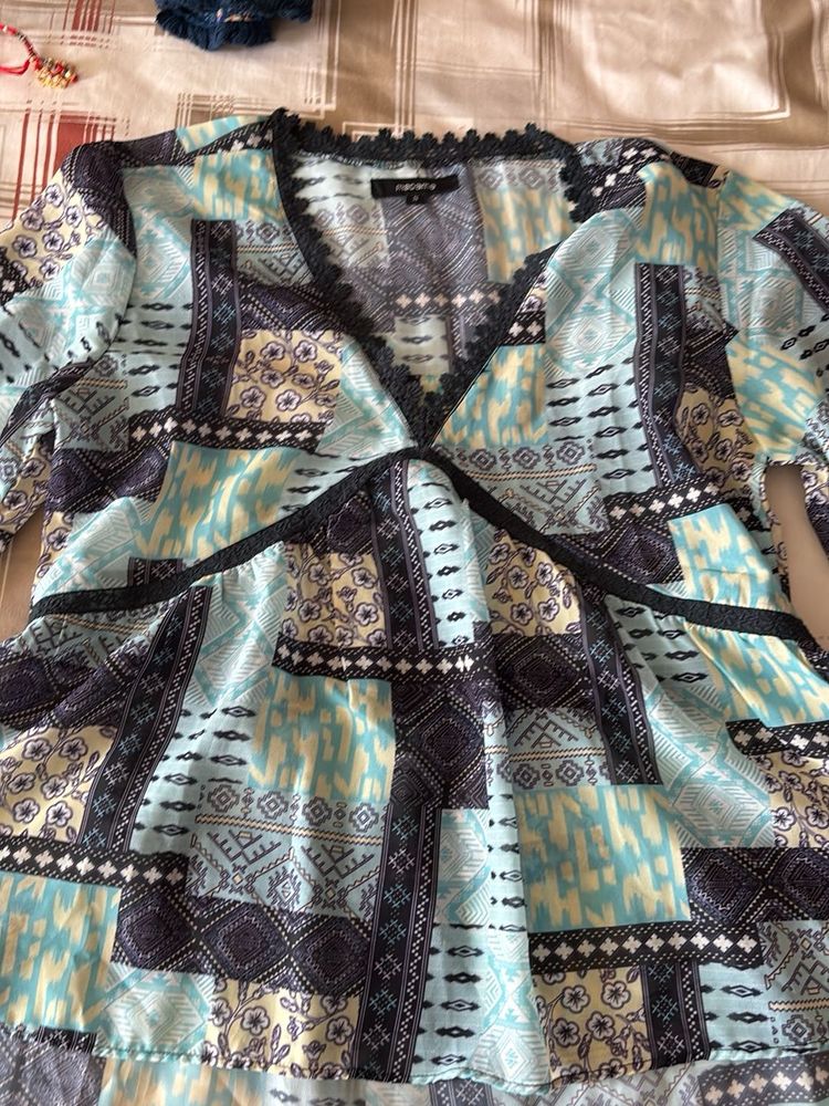 Bohemian Print V-Neck Top