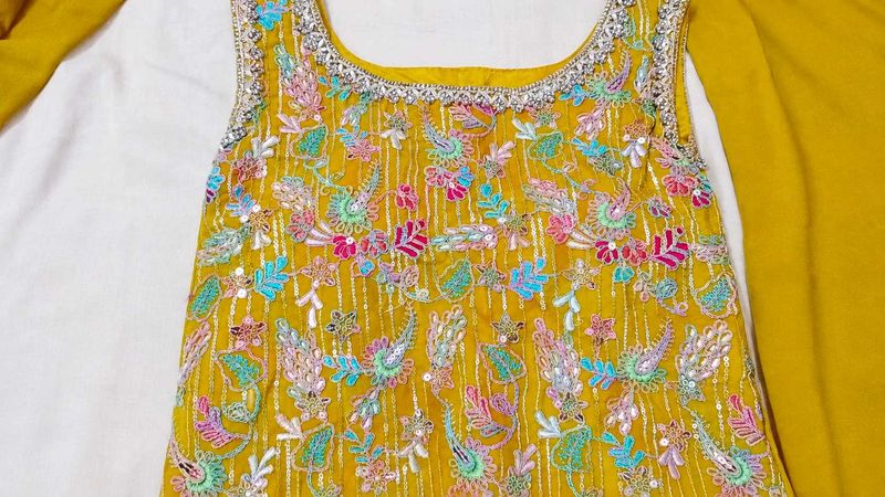 Embroidered Yellow Lehenga Choli Set