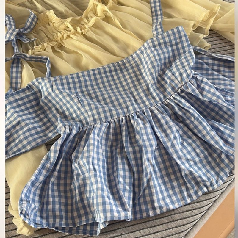 Blue  strap Top