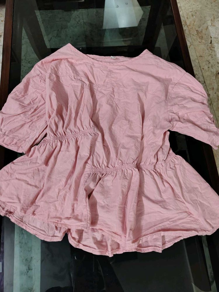 elwgent pink cotton top for girls fo