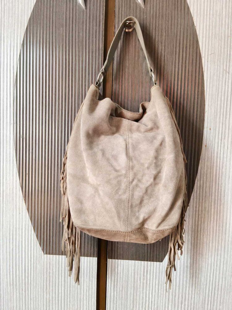Stylish Suede Fringe Hobo Bag