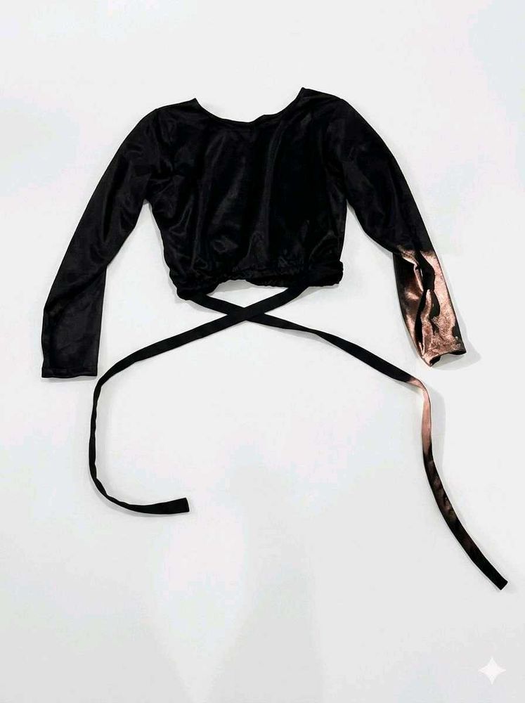 Black Velvet Wrap Crop Top