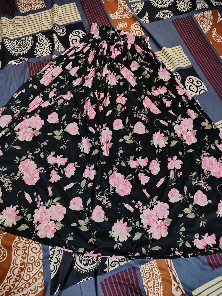 Flowy Floral Black Skirt