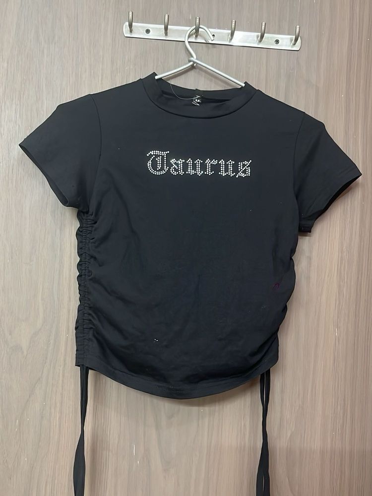 Rhinestone Taurus Graphic T-Shirt branded top
