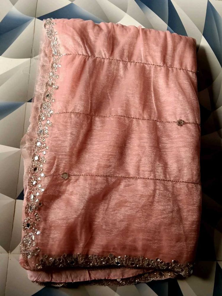 Elegant Peach Embellished Saree