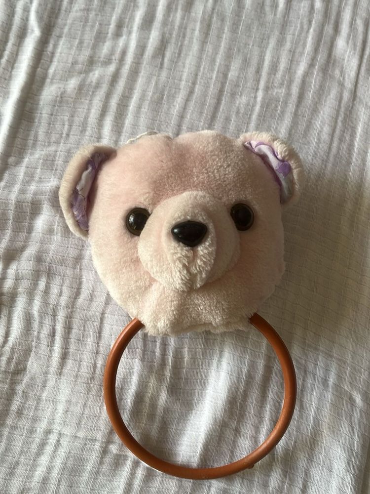 pink bear towel hanger