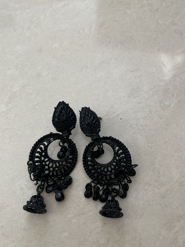 Black Jhumka Earrings