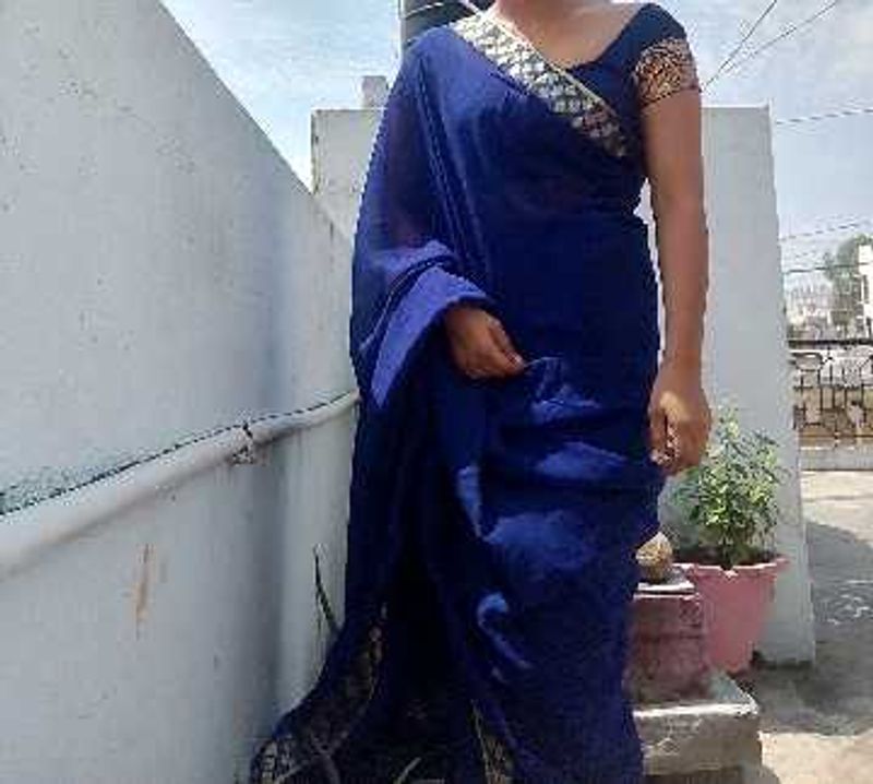 blue saree blouse with petticoat