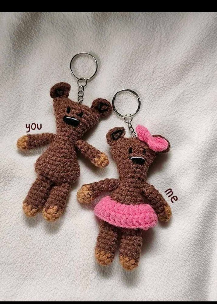 Cute mr and mrs bean Keychain Set