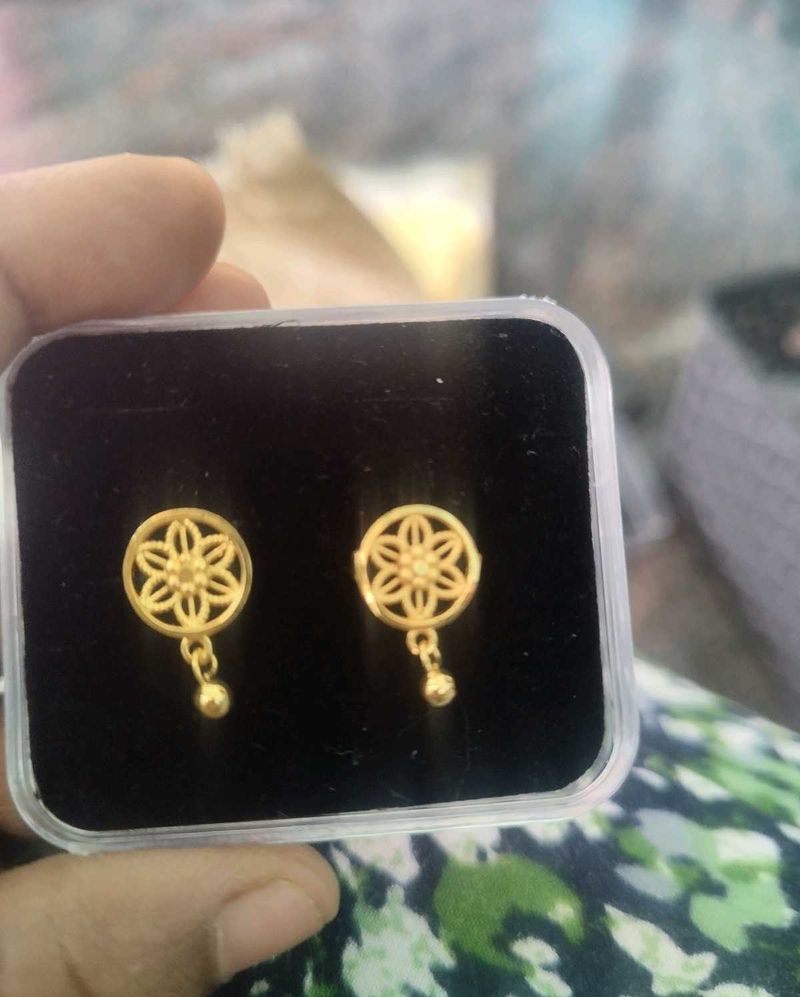 Gold Flower Earrings with Dangle Ball  Any 3 pair: