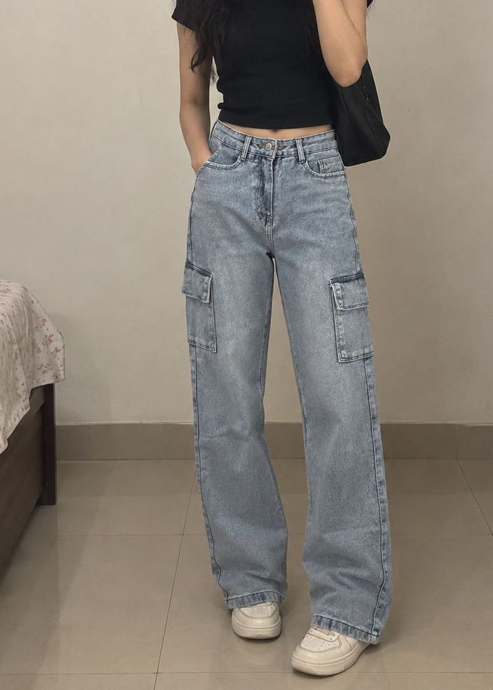 Light Wash Cargo Jeans