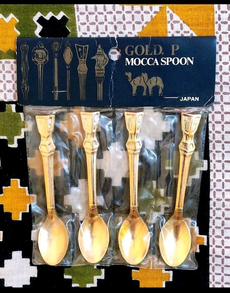 New Seal Pack Set Of 12 Gold Plated Mocca Spoons