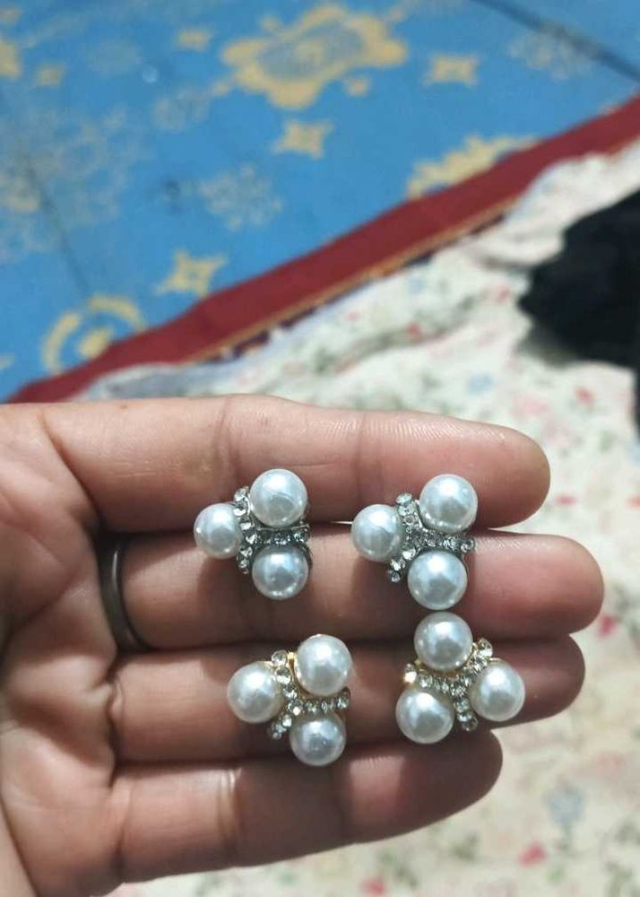 Pearl &amp; Rhinestone Cluster Earrings