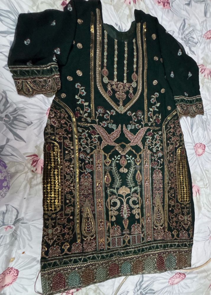 Embellished Green Kurta