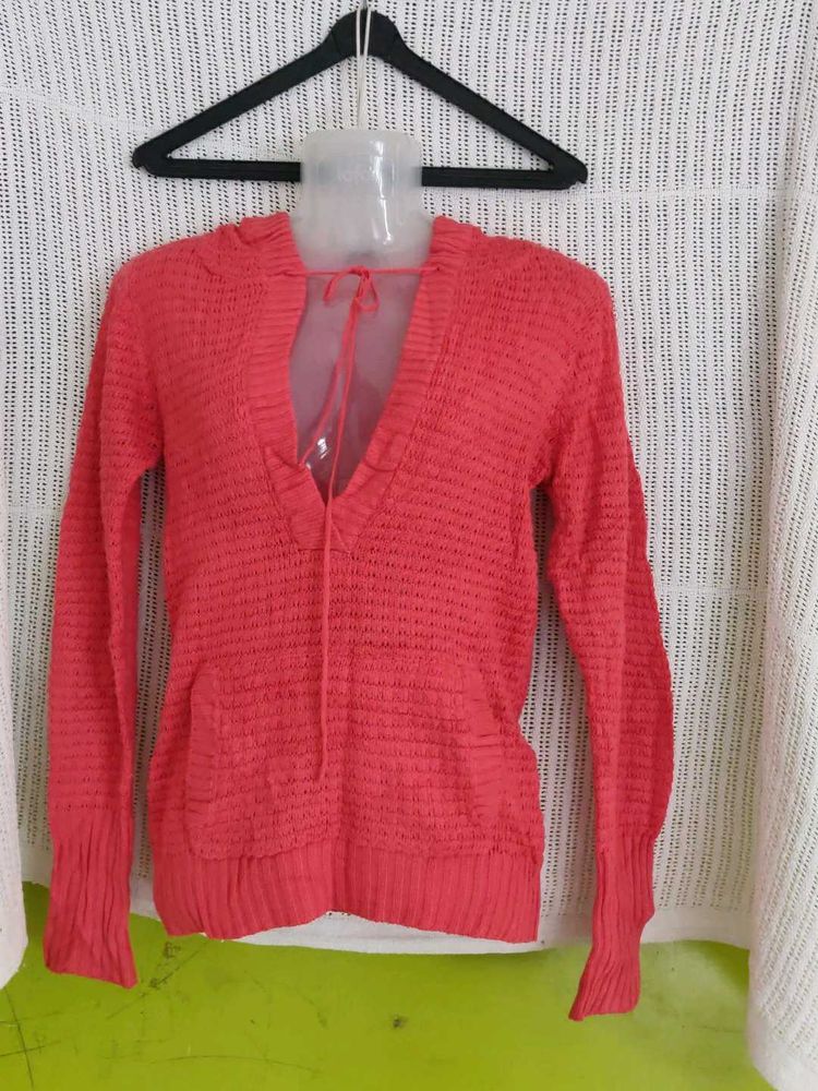 Coral Knit Hoodie