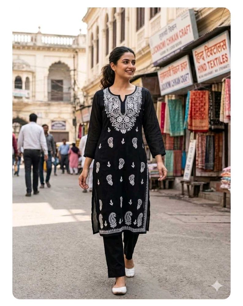 Elegant Black Chikankari Kurta
