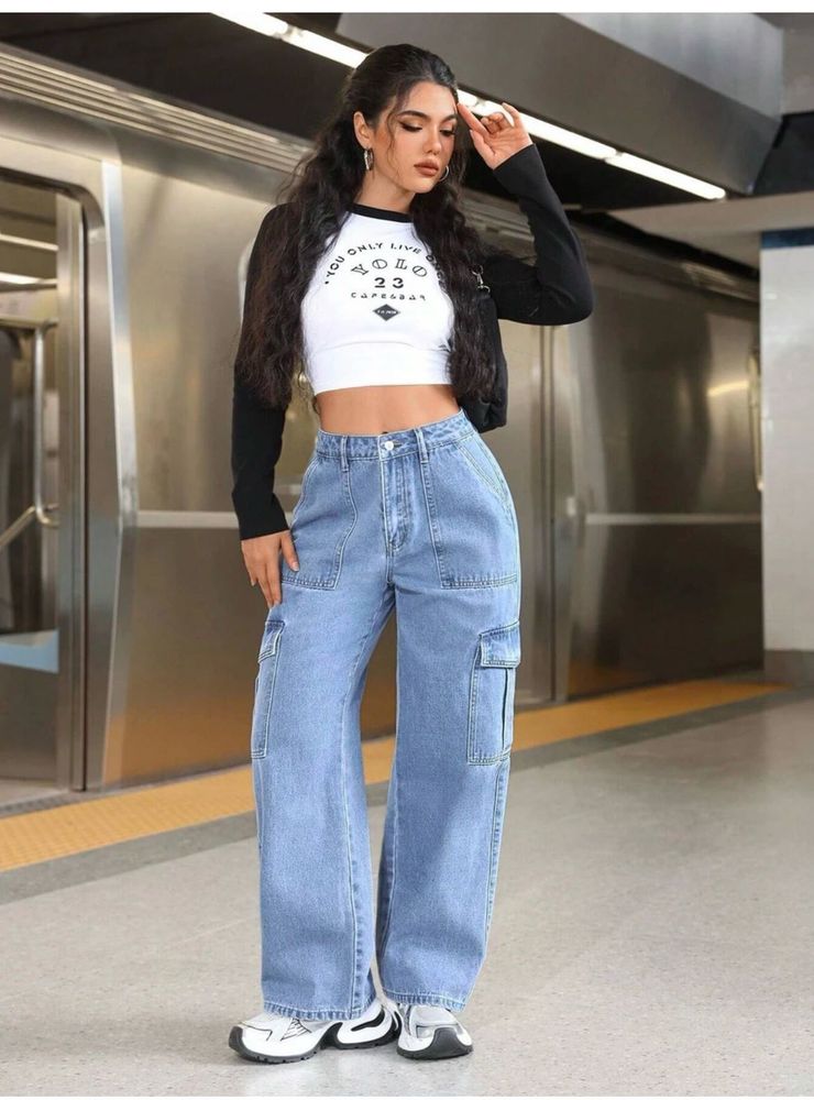 Stylish Blue Cargo Jeans