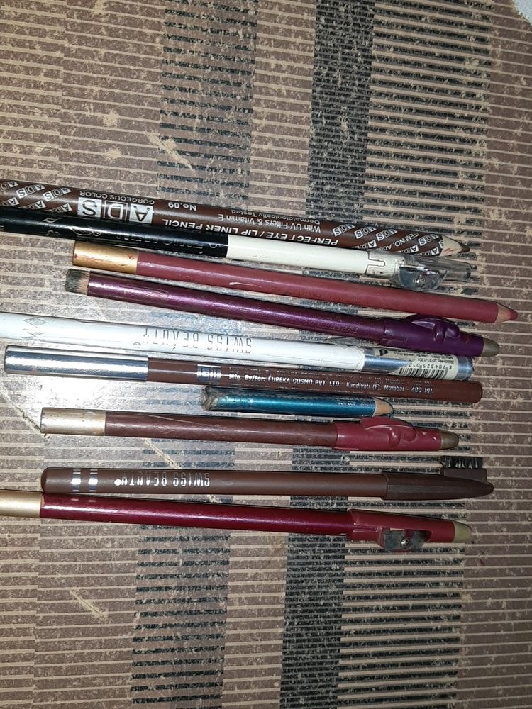Lipliner/eyebrow/kajal Pencils Combo Of 8