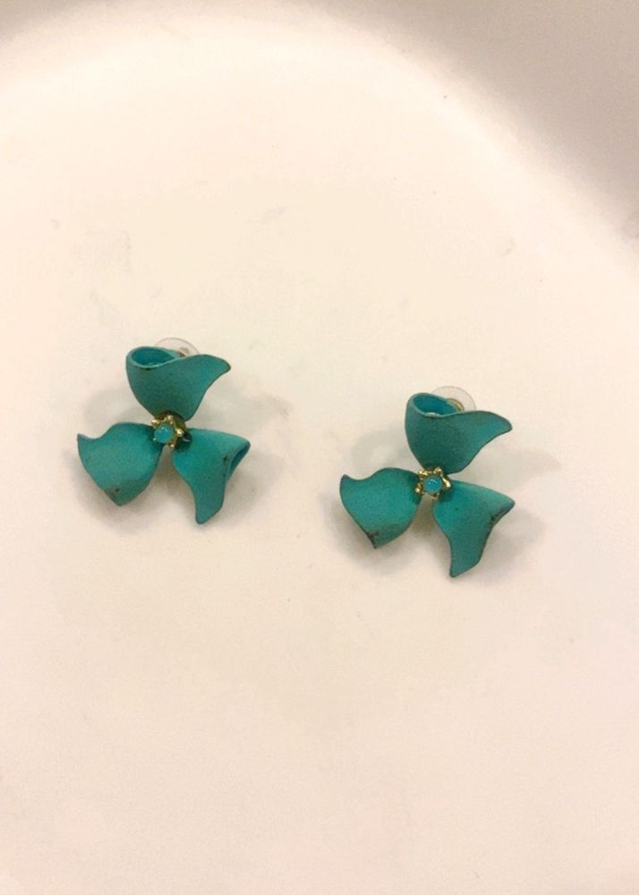 Teal Petal Drop Earrings