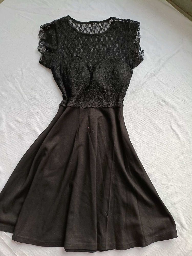 Elegant Black Lace Fit &amp; Flare Dress
