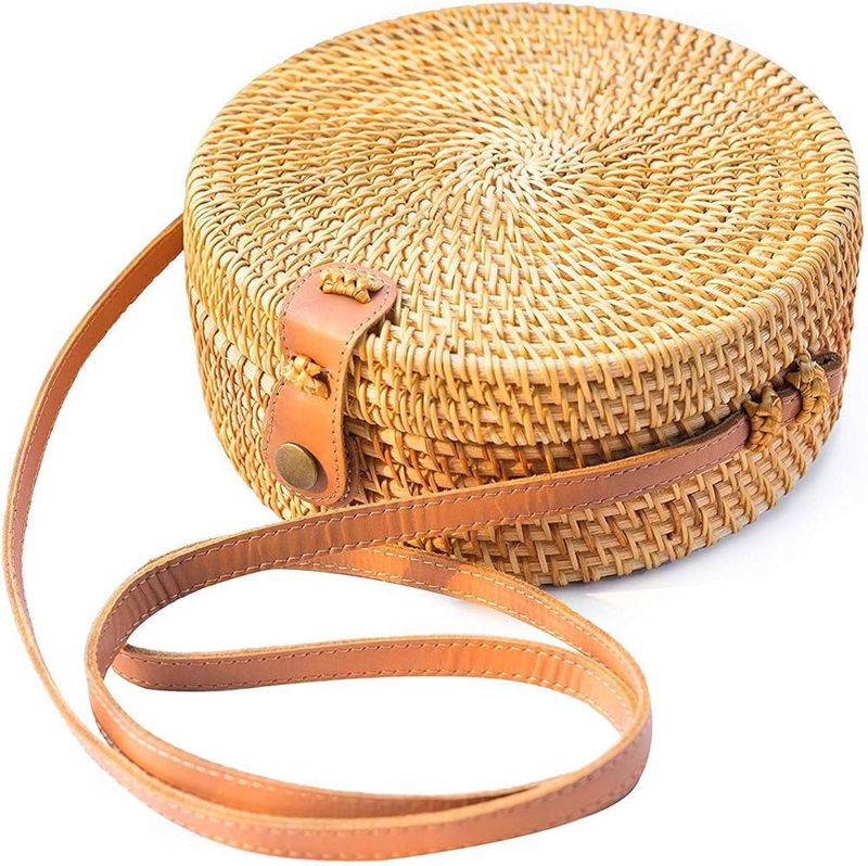 Rattan Round Crossbody Bag