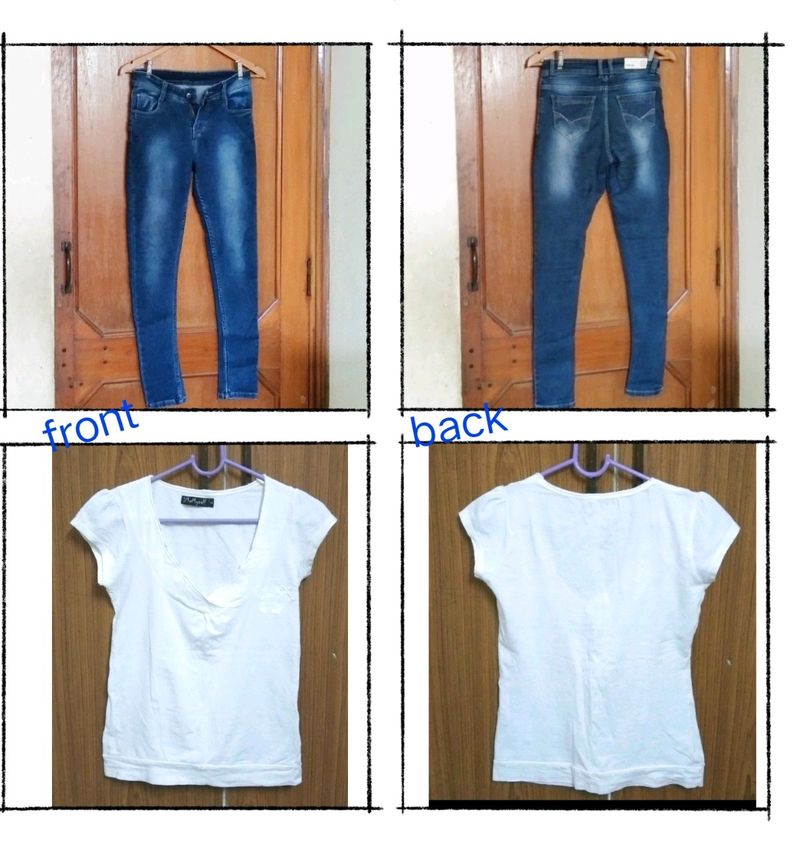 Blue jeans &amp; white Top set for girls/women