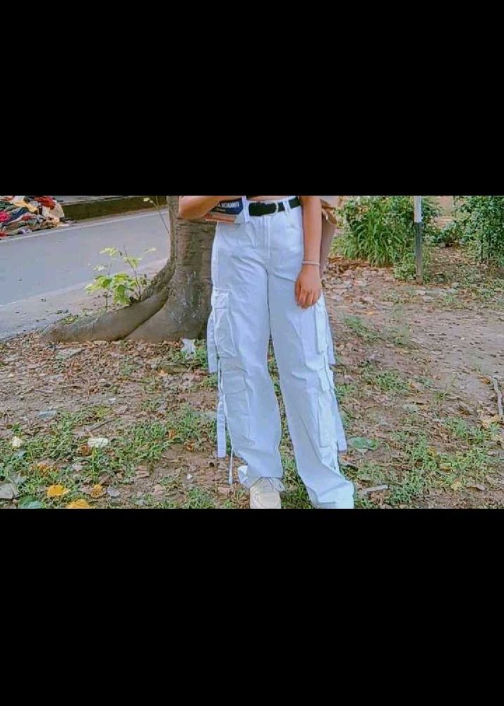 white cargo jeans