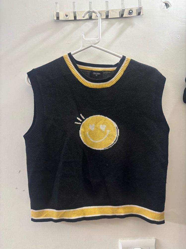 Sleeveless Smiley Face Sweater Vest