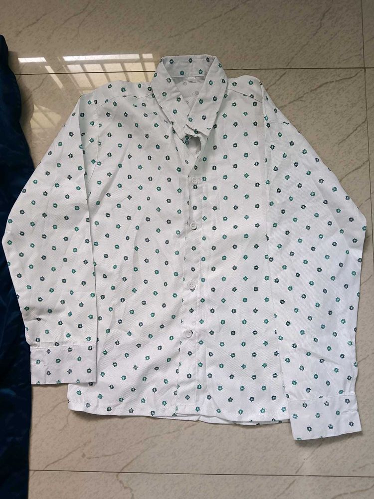 White Polka Dot Button-Down Shirt