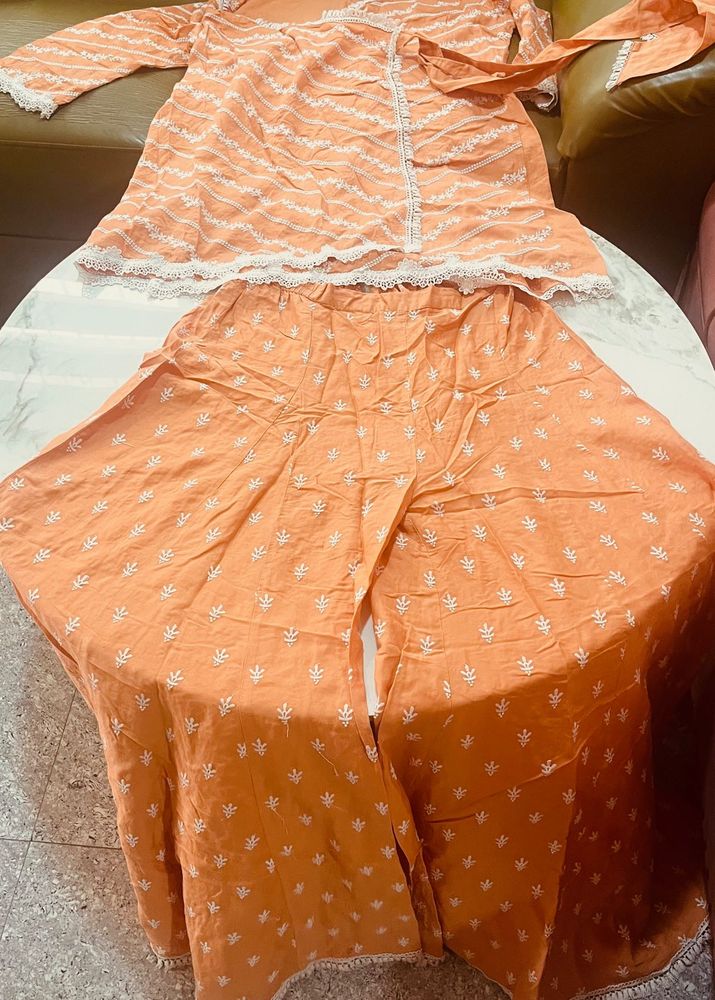 mulmul brand Orange Embroidered sets