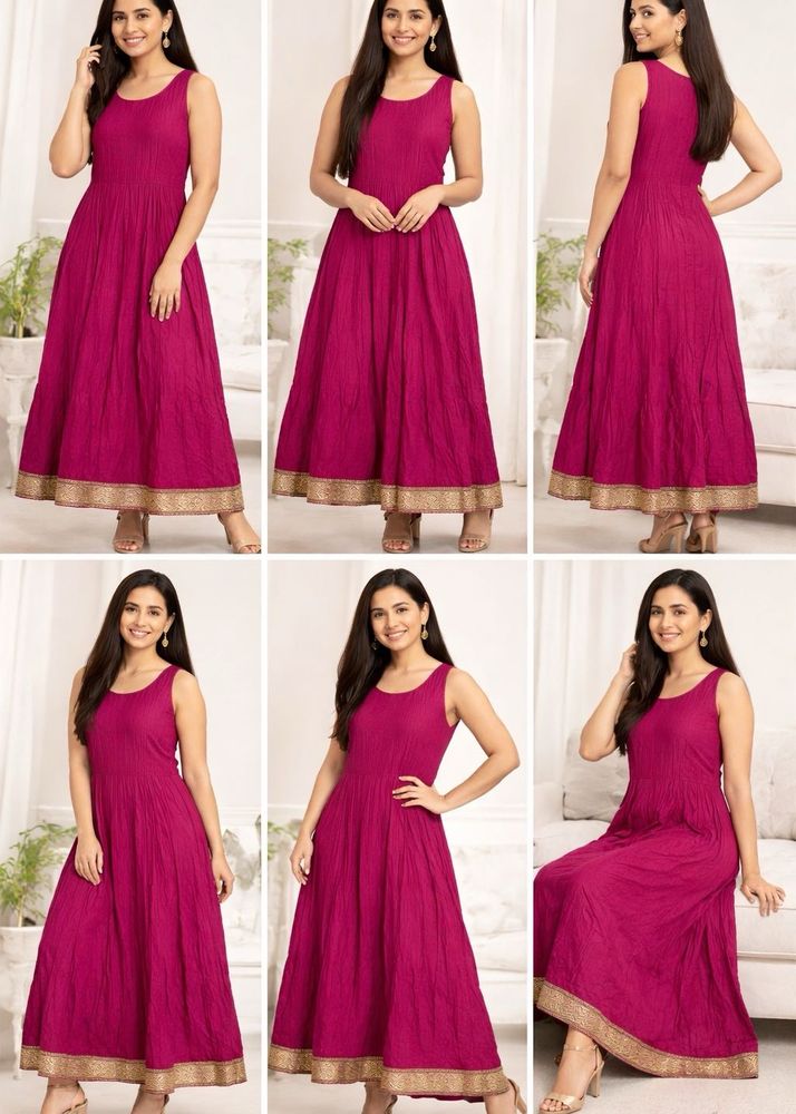 Magenta Ethnic Gown unused plain