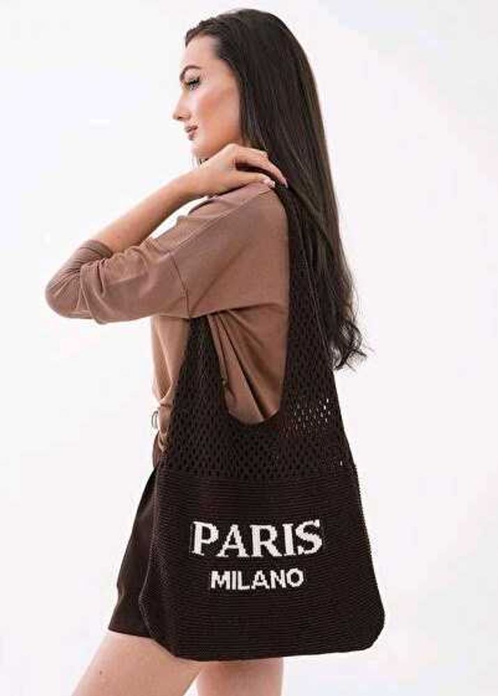 Black Tote Bag with "PARIS MILANO" Text