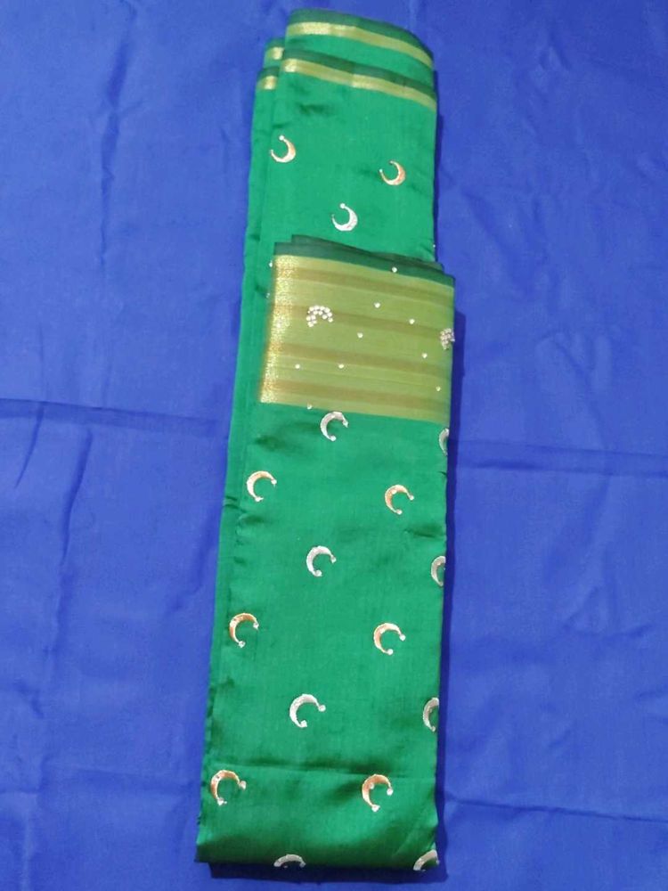 Beautiful Green Embroidered Saree Krishma zaree pa