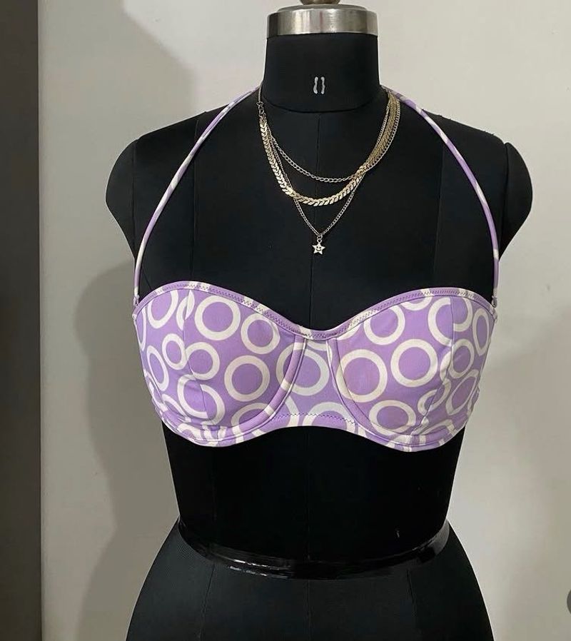 Lavender Circle Print Bra Top